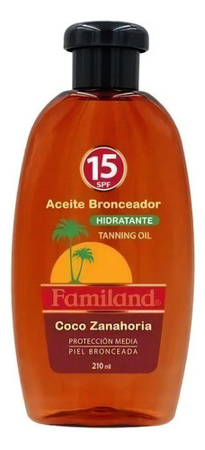 Aceite Bronceador Fps15 | Coco-zanahoria | Familand | 210ml