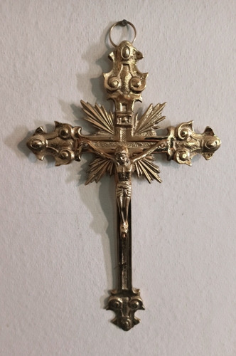 Imagen 6 de 7 de Crucifijo Cruz Con Cristo En Bronce 27 Cm Para Pared