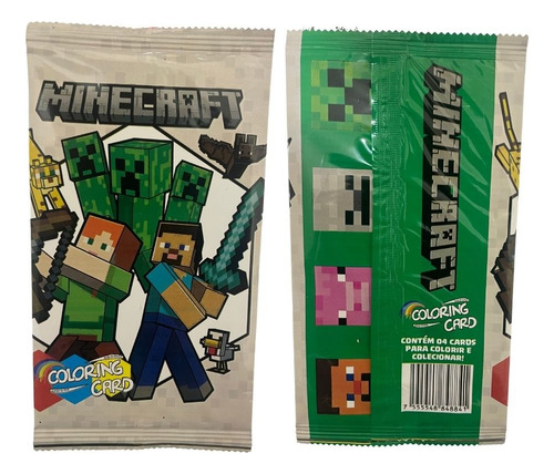 Kit 12 Super Cards Para Colorir Minecraft Papel 180g