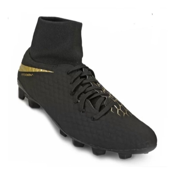 botines nike negro y dorado