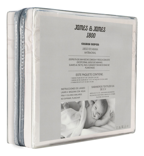 Juego Sábanas Matrimonial James & James 1800 Hilos Premium