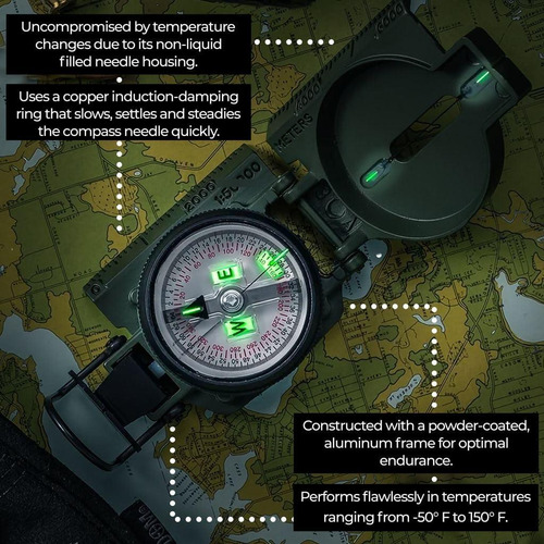 Brújula Militar Impermeable Con Tritio Para Senderismo