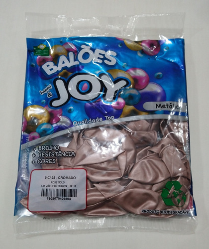 25 Balão Bexiga Joy N°9 - Cores Metálico (ler Descrição) Cor Rose Gold