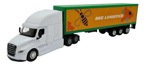 Carreta Com Carroceria Miniatura Freightliner Cascadia 1:64 Cor Branco Bee