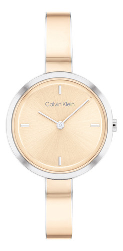 Reloj Para Dama Calvin Klein 25200188 Dorado 30 Mm Bisel Plateado