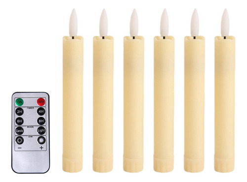 6 Piezas De Velas De Pilar Led Velas Cónicas Sin Llama