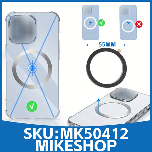 Kit Iman Metal Compatible Con Magsafe Para Fundas Celulares Negro