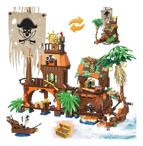 Juego De Bloques De Construcción De La Isla Pirata Imcuamk 2