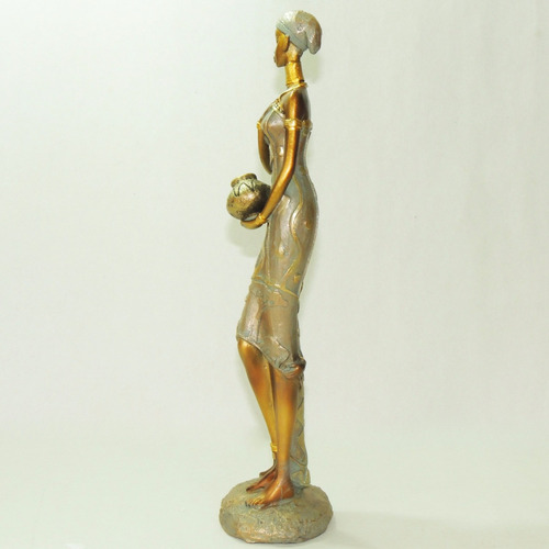 Boneca Africana Mãe E Filho Resina Negra Estátua Estatueta