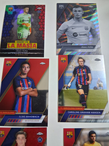 Lote Cartas Topps Barcelona Set Especiales La Masia 2023 Barcelona Jugadores Paralelas (Usado)