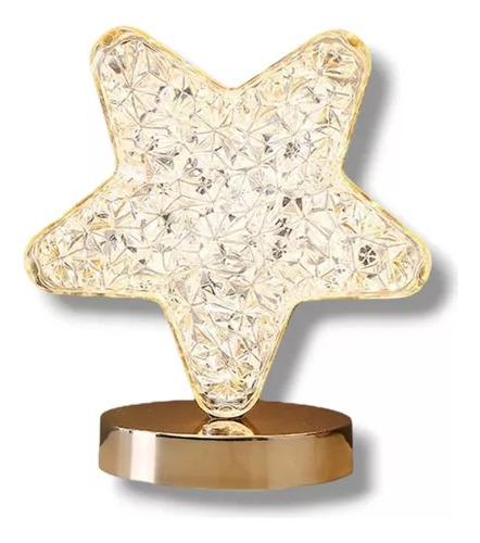 Lámpara Estrella Cromo Led Cristal Táctil 3d Acrilica