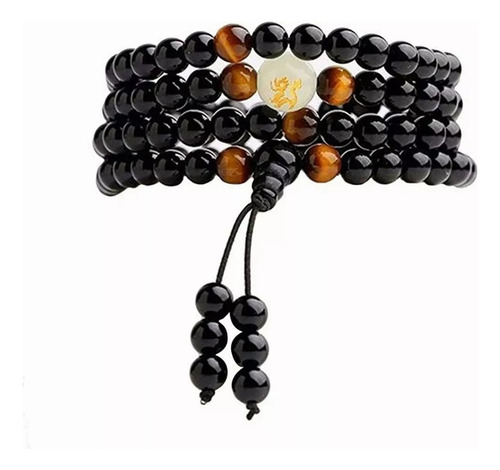 Pulsera De Obsidiana Vintage 108,cuerdas De Cuentas De Buda