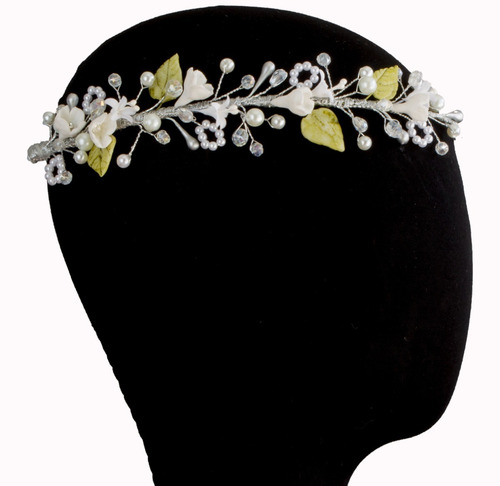 Tocado Diadema Tiara Novia Xv Primera Comunión Inés