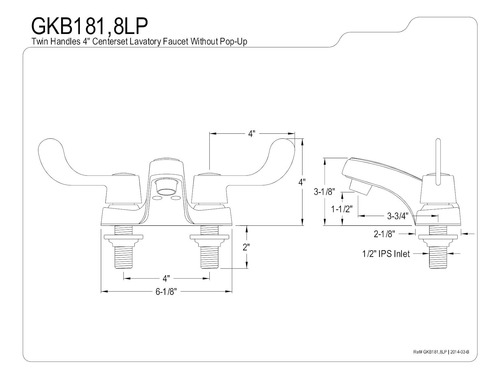 Gkb188lp Vista - Manijas De Doble Hoja Para Grifo De Lavabo
