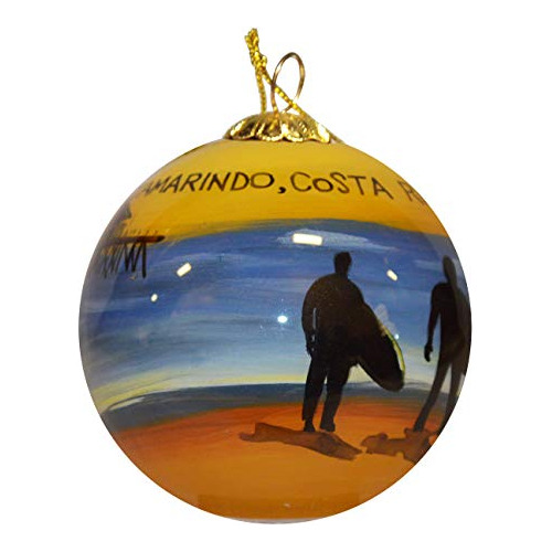 Mano De Vidrio Pintado Navidad Ornamento Surfistas Play...