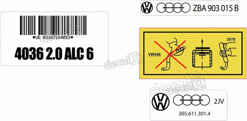 Adesivo Etiqueta Tampa Valvula Motor 2.0 Alcool Volkswagen