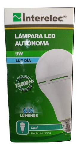 Lampara Led Autonoma Emergencia 9w Pack X 5u Litio Interelec