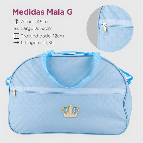 Kit Bolsa Mala Maternidade 2 Peças Reforçada Impermeável Menino Menina Cor Azul Bebê Mochila