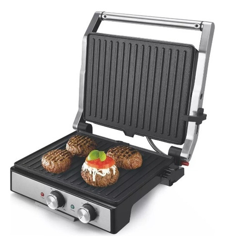 Asador Eléctrico Sandwichera Grill 2000w Metalico/negra