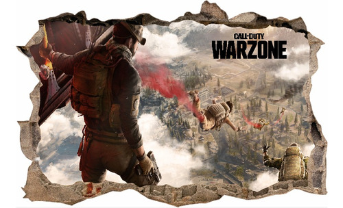 Vinilos Efecto 3d Pared Rota Warzone Call Of Duty - 1mx60cm