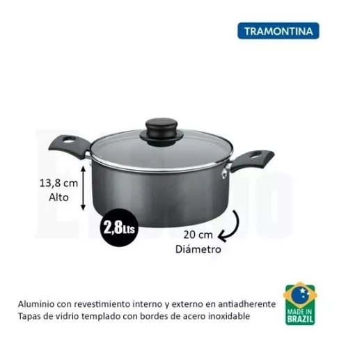 Ollas Tramontina Bateria De Cocina Set 7 Piezas Turim Teflon