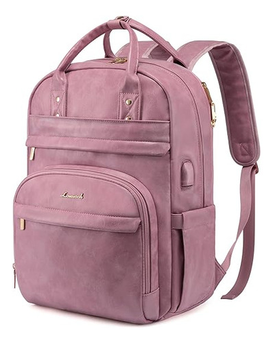 Mochila De Eco Cuero Con Usb Para Carga/rosa