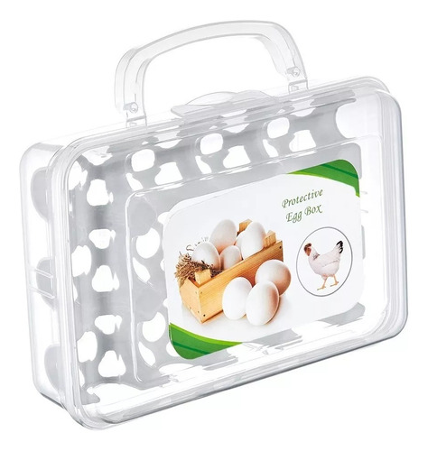 Huevera Caja Con Agarradera Mini Portafolio 12 Huevos Color Transparente