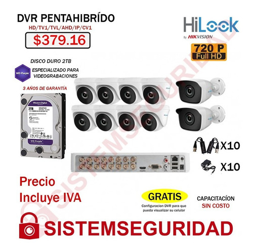 Imagen 8 de 10 de Kit 2 7 8 10 16 Camaras Seguridad Vigilancia Quito Hilook
