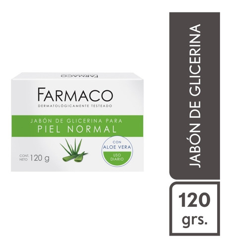 Jabon Glicerina Para Piel Normal Aloe Vera Farmaco X 120 Gr