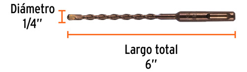 Broca Sds Plus 1/4 X 6, Truper. 11264
