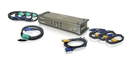 Iogear Dual View Kvm Switch Con Audio Y Cables Gcs1744 Gris