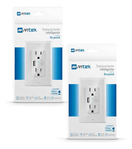 Tomacorriente Inteligente Mtek 2 Salidas Wifi Ios Android X2