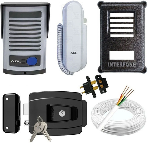 Interfone Agl P200 + Fechadura + Protetor + Contato + Cabo