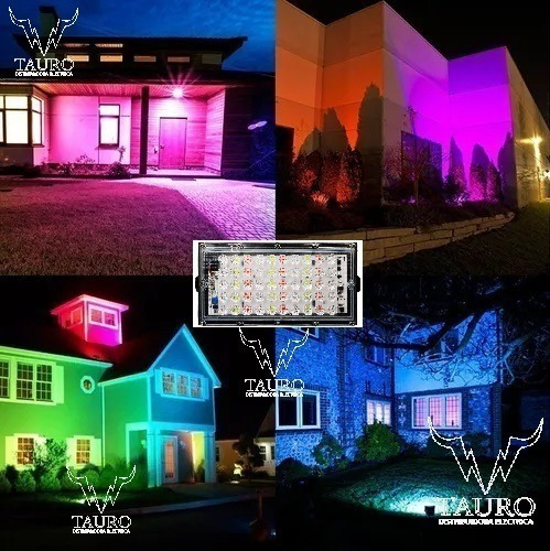 Imagen 5 de 10 de 5 Pack Reflector Led 30w Rgb Multicolor C/control Exteriores