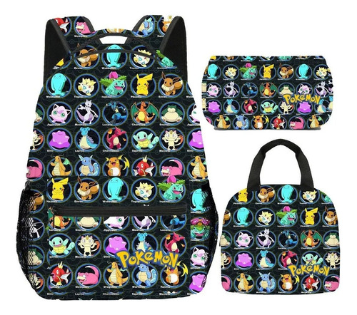 3pcs/set Pika Mochila Escolar Lonchera Lápices Bolsa #14