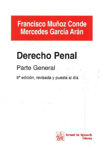 Libro Derecho Penal Parte General De Francisco Muñoz Conde,