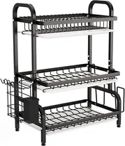 Comprar Escurridor De Platos 3 Niveles De Metal Escurre Platos Color Negro