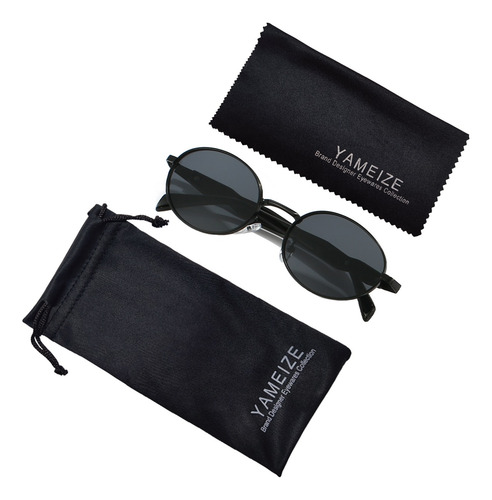 Lentes De Sol Con Montura Metálica Ovalada Y Protección Uv