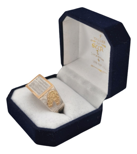 Anillo De Iniciales Sello Hombre Plata Y Oro 9k Golero Plateado Y Dorado Se Fabrican A Medida