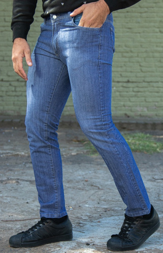 Imagen 2 de 5 de Pantalon Jean Recto Rigido Hombre Clásico Talle 48-54