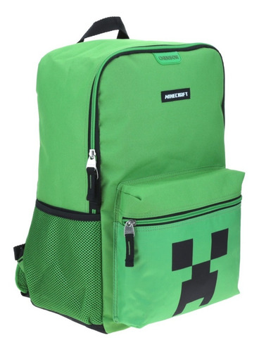Imagen 2 de 4 de Mochila Grande Escolar Creeper Minecraft Oficial Chenson