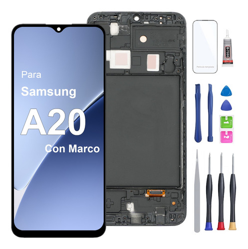 Para Samsung A20 Sm-a205g/ds Sm-a205f Pantalla Lcd Con Marco