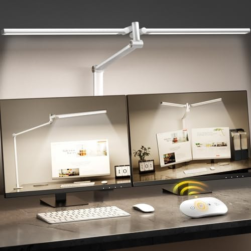 Lámpara De Escritorio Led, Doble Brazo Oscilante, Lámparas D