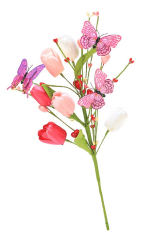 Flores Artificiales Tulipanes Arreglo Floral Ramo 1 Pieza