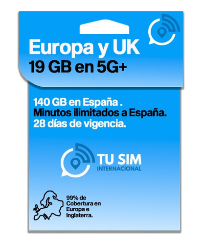 Sim Card Europa Y Uk 19gb Datos Llamadas Apps