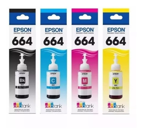 Kit Tinta Epson Original 664 L110 L120 L200 L220 L355 L380