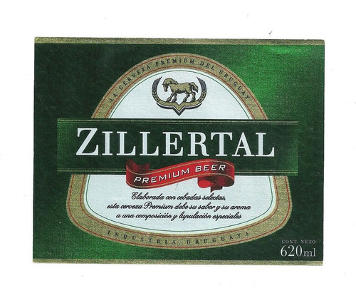 Etiqueta Botella Cerveza Zillertal Sin Uso 620ml Uruguay