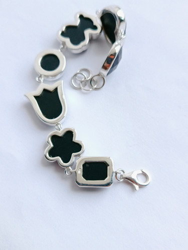 Pulsera Tous Colors Ónix Facetado Original Plata Starling Agua 19 Cm (Usado)