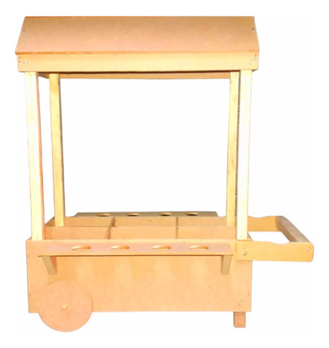 Carreta Para Mesa De Dulces Con Portaconos Dulcero Candy Bar Madera Natural