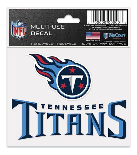 Adesivo Multi-uso 8x10 Nfl Tennessee Titans
